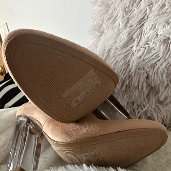 NWOT Beige See-Through Heeled Boots - Picture 4 of 4